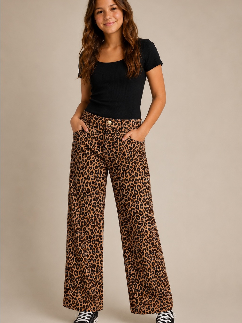 Girls' corduroy trouser in leopard print Size 14